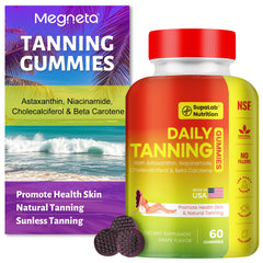 MEGNETA Tanning Gummies bottle with purple label