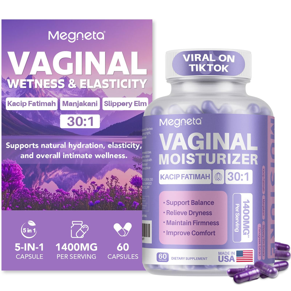 Bottle of MEGNETA Vaginal Moisturizer with 60 capsules