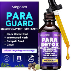 MEGNETA wormwood blend bottle closeup highlighting potent detox blend for gut balance