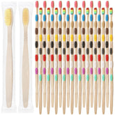 Mekueeex 120-piece bamboo toothbrushes in assorted colors for bulk packaging