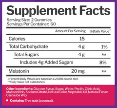 Mixed Berry flavored Melatonin gummies in bottle with 60 servings