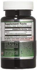 Back view showing supplement facts on Amazing Formulas Melatonin 1 mg Tablets label