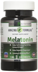 Front view of Amazing Formulas Melatonin 1 mg Tablets bottle
