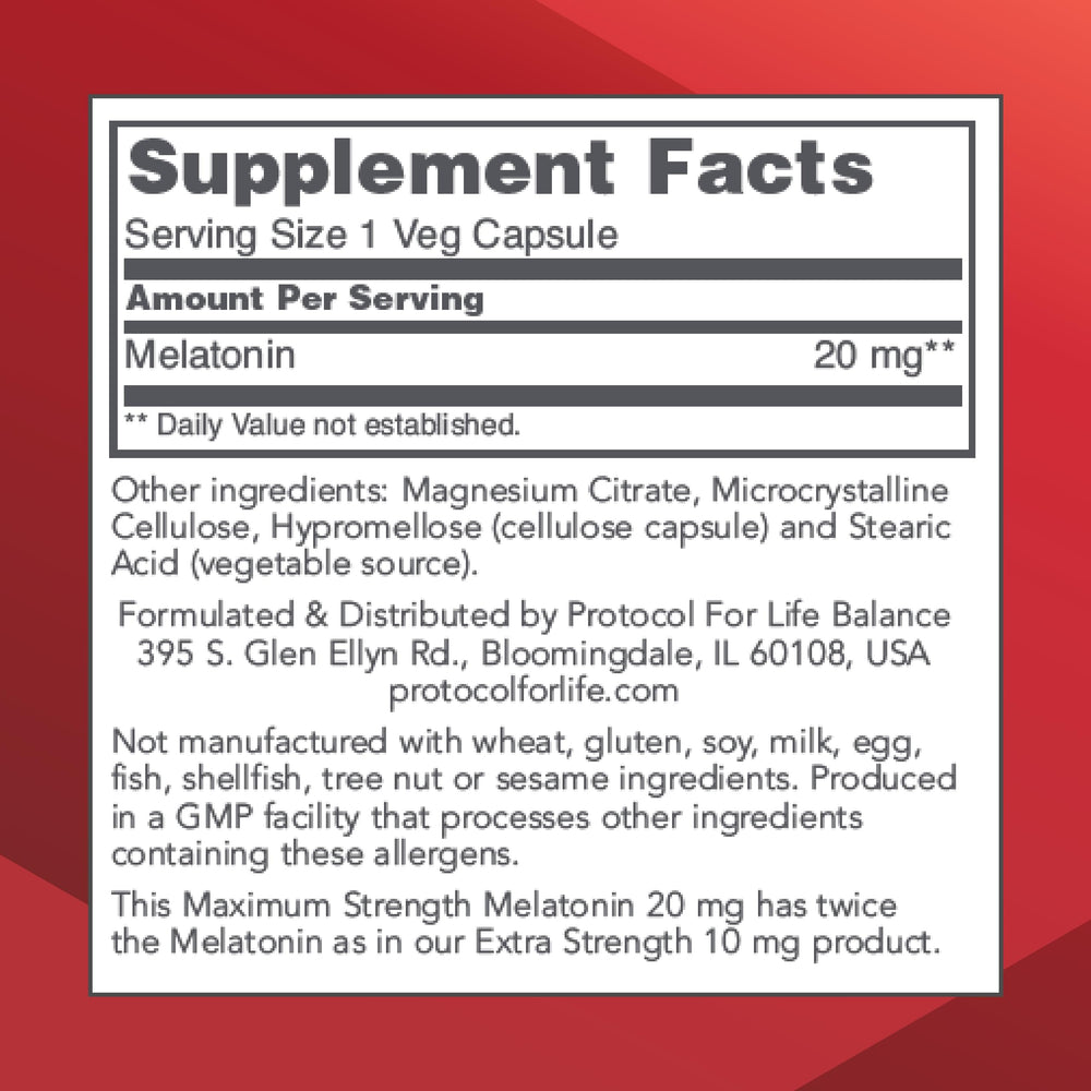 Close-up of Melatonin 20 mg capsules