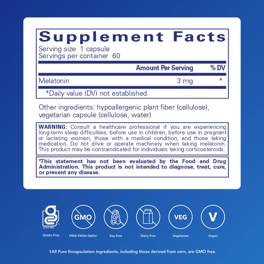 Melatonin 3 mg capsules in bottle with cap open