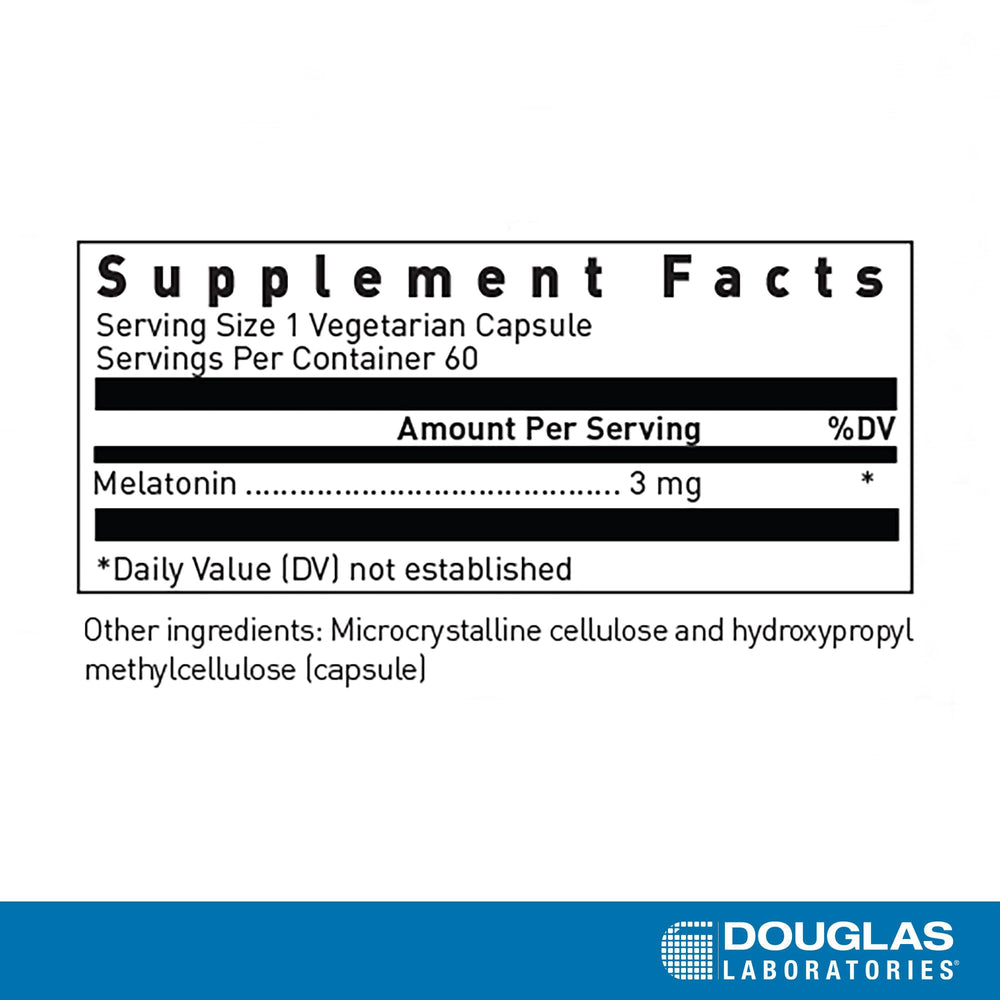 Close-up of Melatonin 3 mg bottle label
