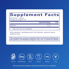 Melatonin 3 mg bottle label close-up