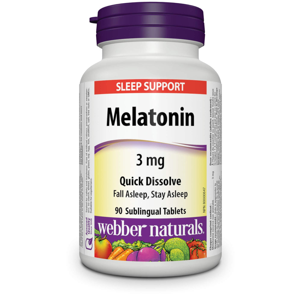 Melatonin 3 mg quick-dissolve sublingual tablets bottle