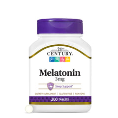 Bottle of 21st Century Melatonin 3 mg tablets — 200 count