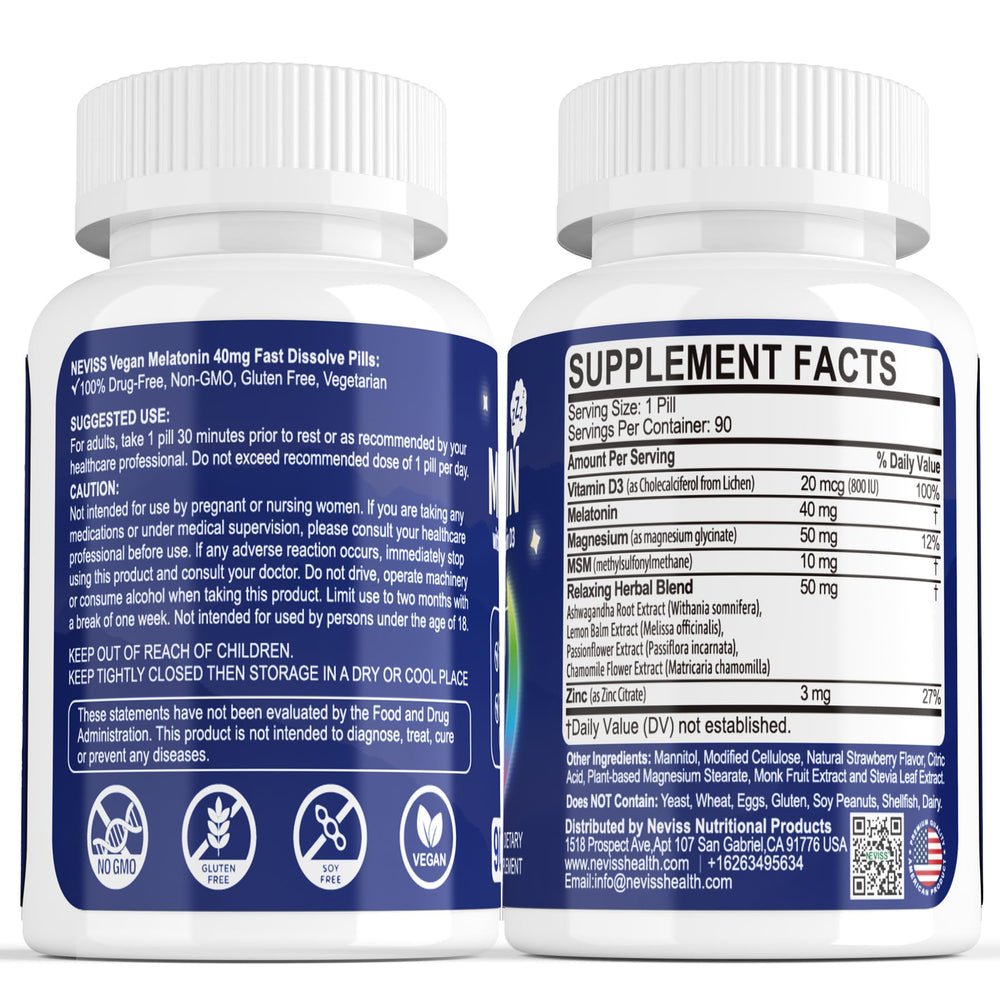 Label showing 180 servings and sleep-rest cycle benefits