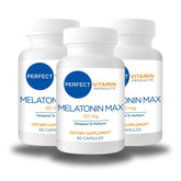 Melatonin MAX 60mg bottle with 3-pack display, vegan and gluten-free