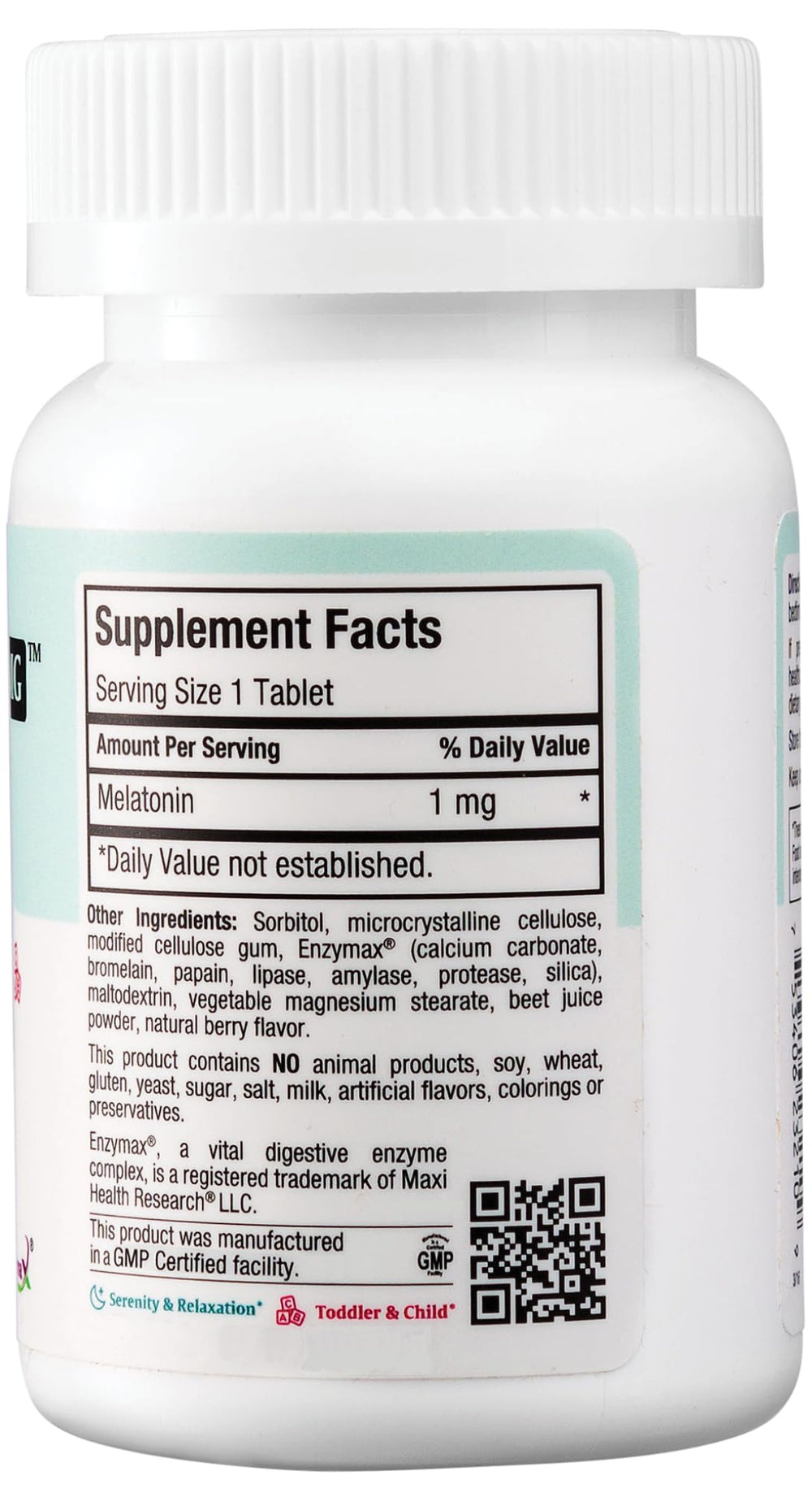 Close-up of Maxi Health Mel-O-Chew 1mg berry-flavored chewable