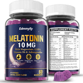 Melatonin gummies bottle with 10mg per gummy label
