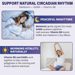 Illustration of ingredients: GABA, Magnesium, Zinc, Vitamin B6