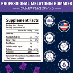 Close-up of Melatonin Gummies 30mg with 30mg dosage