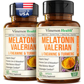 Bottle of Melatonin Sleep Aid 3mg with L-Theanine and Valerian – 2 Pack