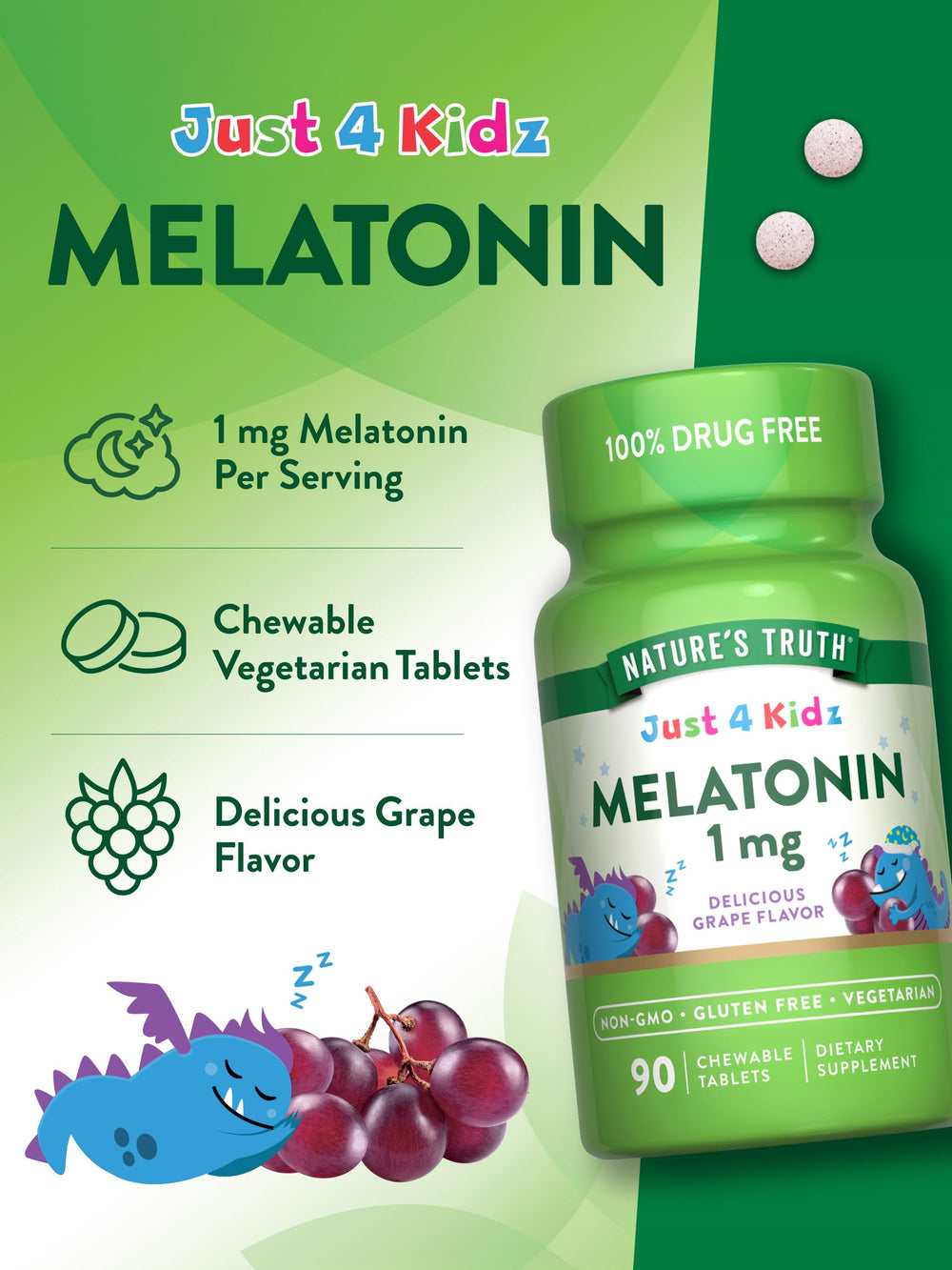 Sleep support for kids with 1 mg melatonin