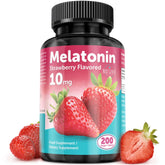 Melatonin tablets bottle with strawberry flavor label