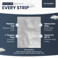 Illustration of melatonin, valerian root, L-Theanine and Vitamin D3 ingredients