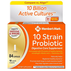 Two Member's Mark 5X Probiotic Digestive Care bottles – front view