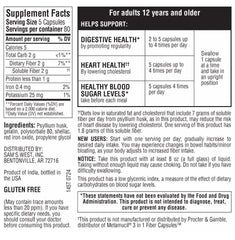 Ingredients panel showing 100% natural psyllium husk fiber