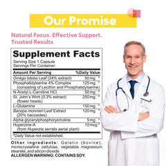 Front label of the Memory & Focus Nootropic bottle