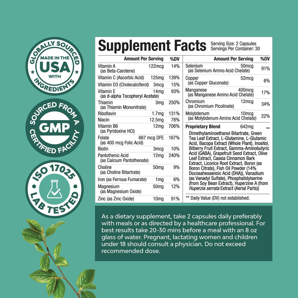 Close-up of memory and focus nootropic capsules