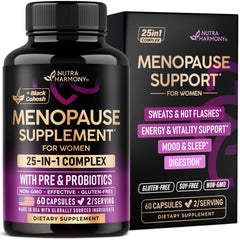 Front view of Menopause 25-in-1 complex bottle