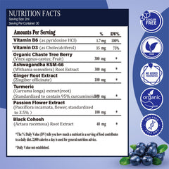2 fl oz (60 ml) bottle of menopause liquid drops in blueberry flavor