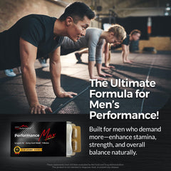 MEN'S PeakPerformance capsules in hand suggest convenient daily supplementation for stamina