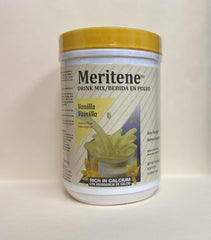 Meritene Vanilla Powder 16 oz canister - nutrition facts panel