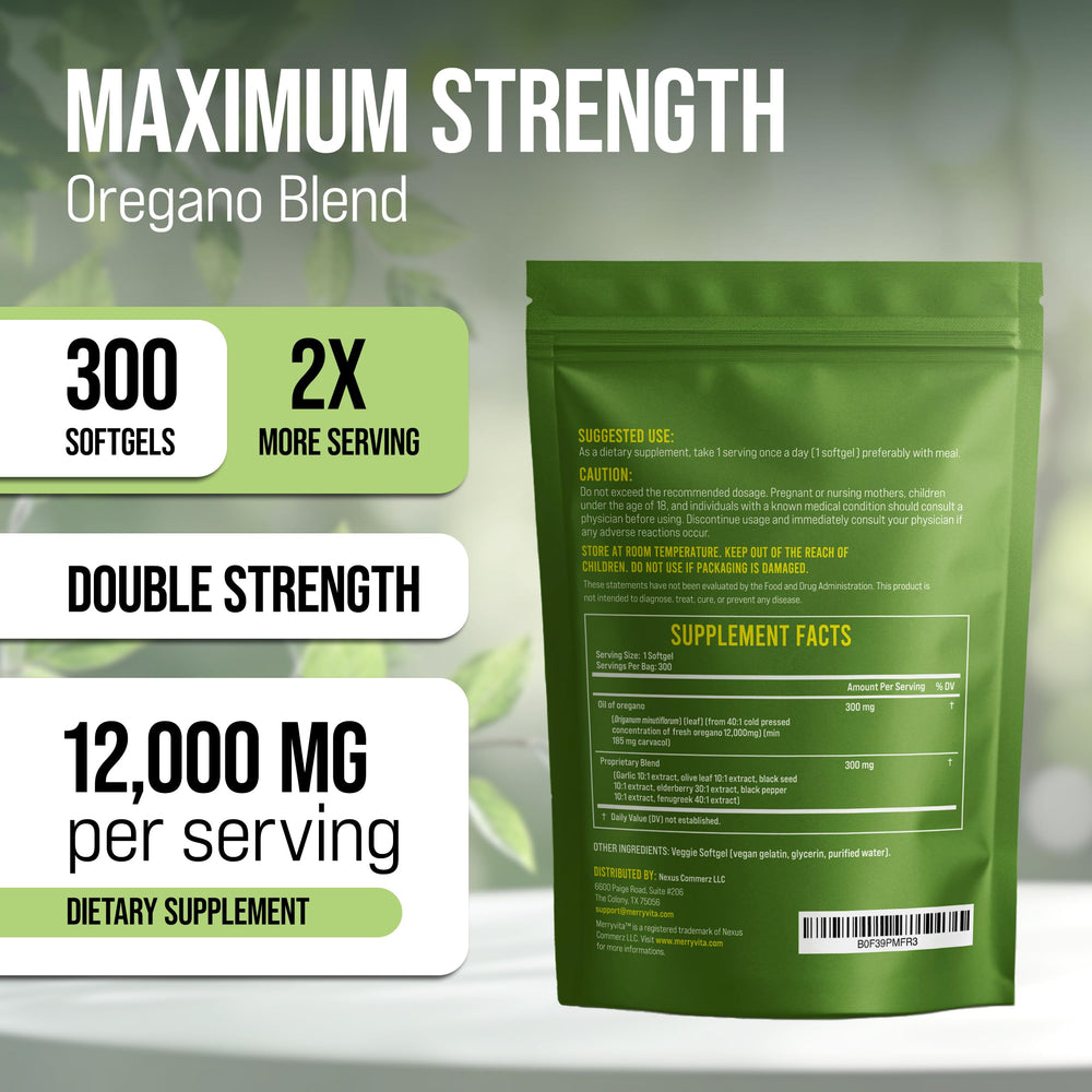 Close-up of oregano oil and black seed oil blend ingredients
