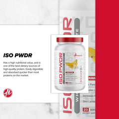 ISO PWDR Birthday Cake powder dissolving in water for fast digesting protein.