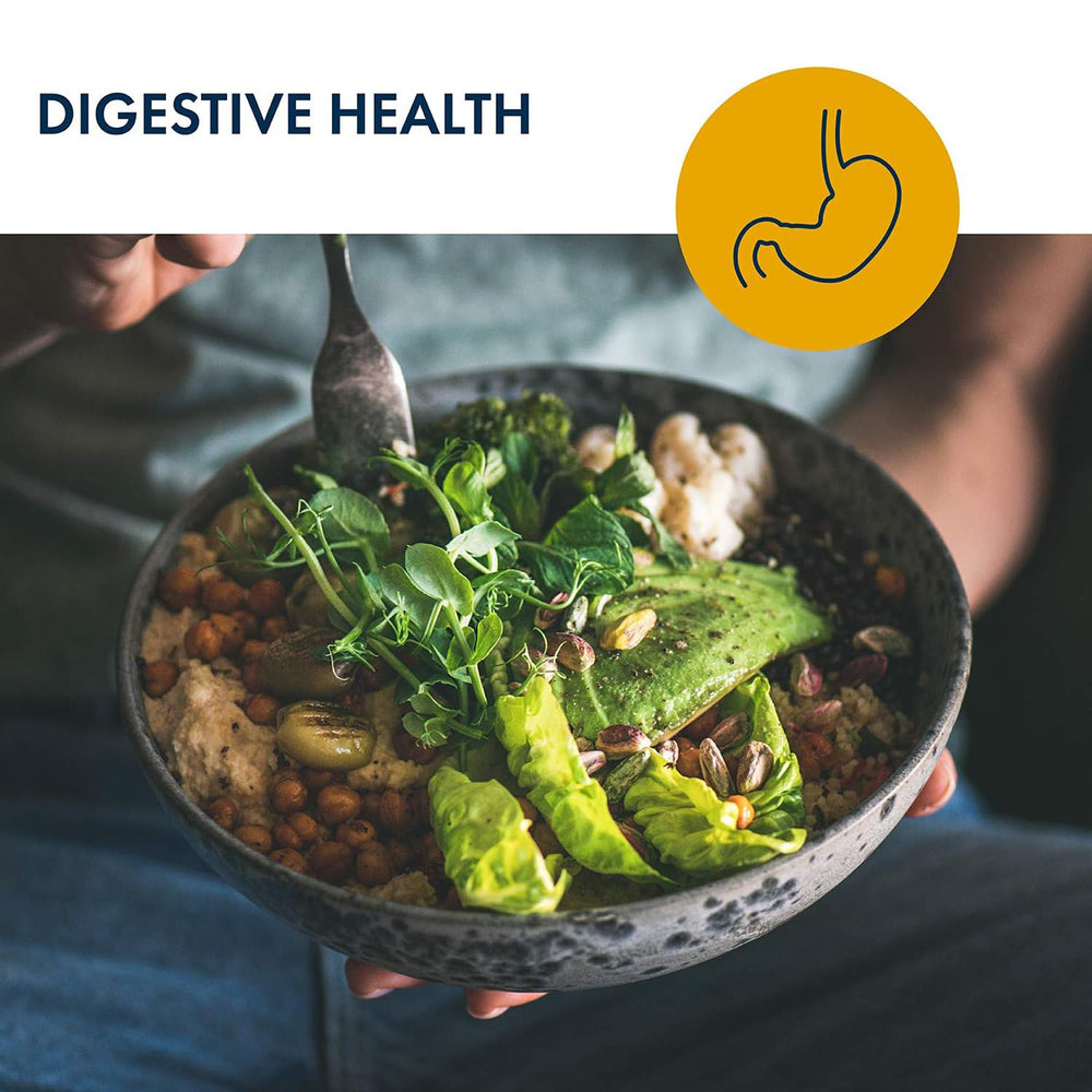 Person taking digestive enzyme with a meal