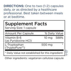 Vitamin B6 and ingredients on Metabolic Maintenance L-Tryptophan label