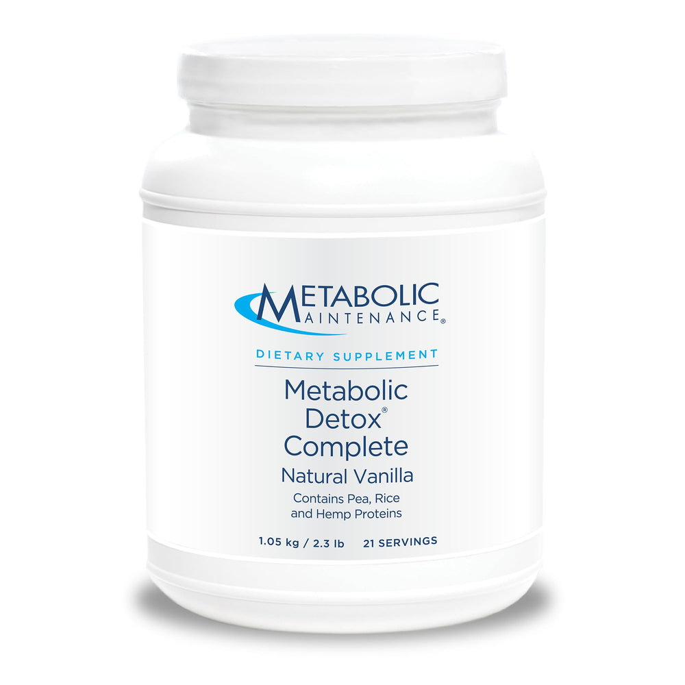 Metabolic Maintenance Metabolic Detox Complete vanilla powder in a jar for detox-friendly nutrition.