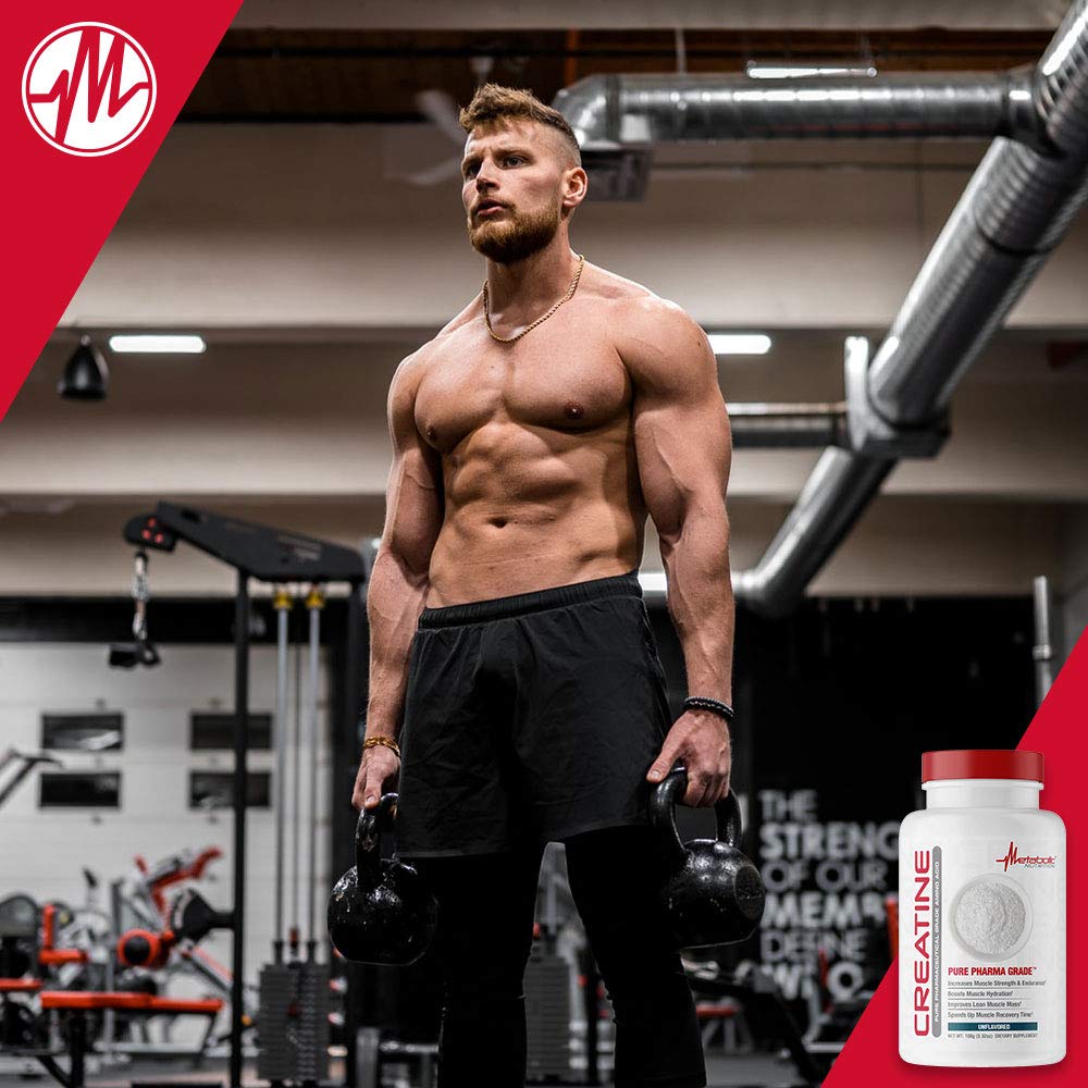 Box packaging and bottle of Metabolic Nutrition Creatine 100g