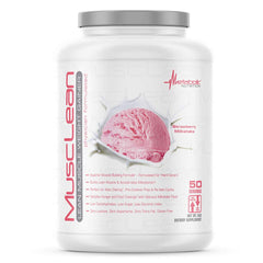 Metabolic Nutrition Musclean strawberry tub for keto-friendly high-protein meals.