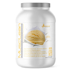 Metabolic Nutrition MusClean canister front view highlighting lean protein for workouts.