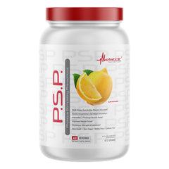 Bottle of Metabolic Nutrition P.S.P. Physique Stimulating PreWorkout Lemonade flavor