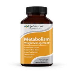 Bottle of Metabolism supplement with 140 capsules on a clean white background.