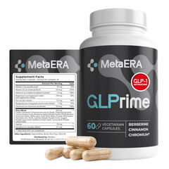 METAERA GLPrime GLP-1 supplement bottle on white background