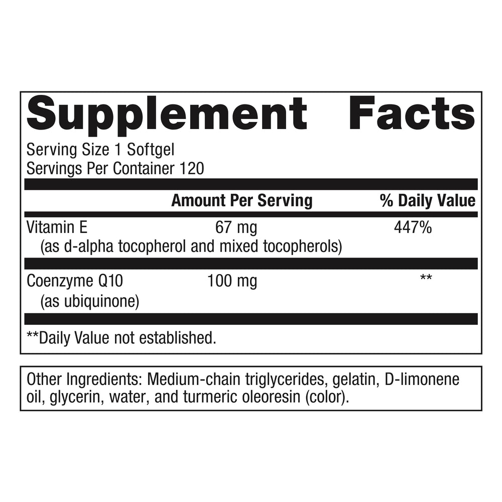 Close-up of a single CoQ10 ST-100 softgel capsule