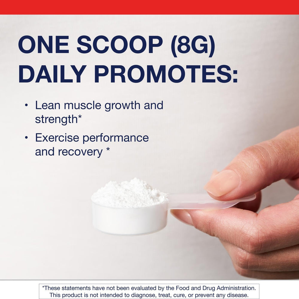 Serving scoop showing 5 g creatine monohydrate per serving