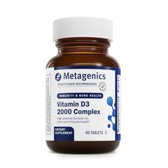 Front view of Metagenics D3 2000 IU Complex bottle, 90 count