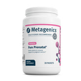 Front view of Metagenics Fem Prenatal Pack bottle and box