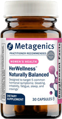 Front view of Metagenics HerWellness Naturally Balanced bottle