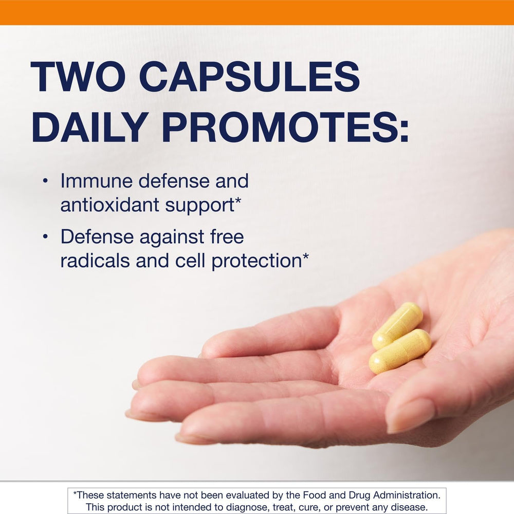 Graphic showing ingredients Quercetin, NAC, Zinc, EGCG and Vitamin C