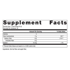 Metagenics MetaFiber product label showing nutrition facts