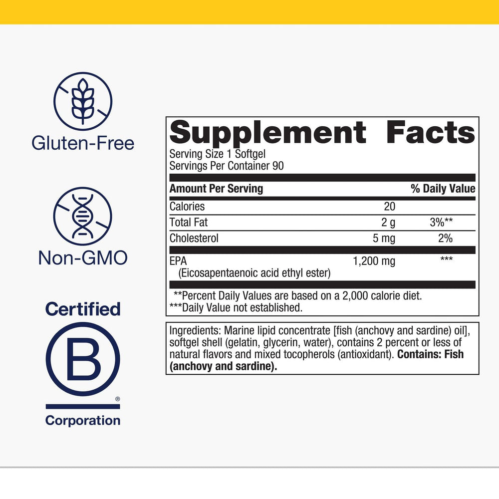 Close-up of EPA 1200 mg fish oil softgel